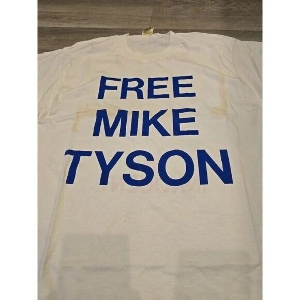 Free Mike Tyson T Shirt Is Innocent USA DeadStock BOXING Single Stitch Vintage - Picture 11 of 16